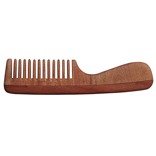 Peine de madera de neem con mango para cabello grueso miniatura 4