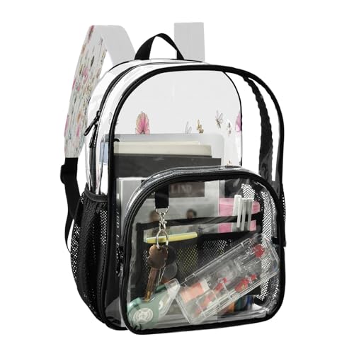 Wildflower Meadow Clear Backpack - Stadium Approved Large 15.7-inch Waterproof Transparent Bag for Sports, Concerts, Work, Travel#3332