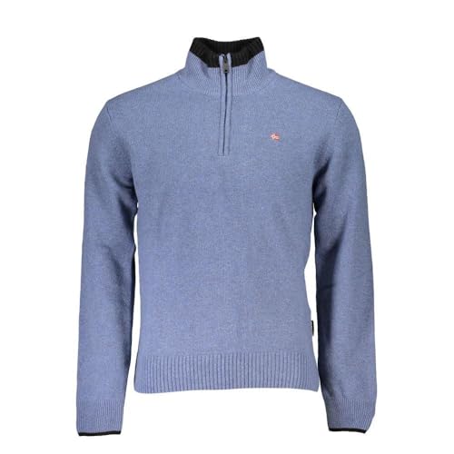 Pull homme demi-zippé Napapijri bleu pour des sorties en ville