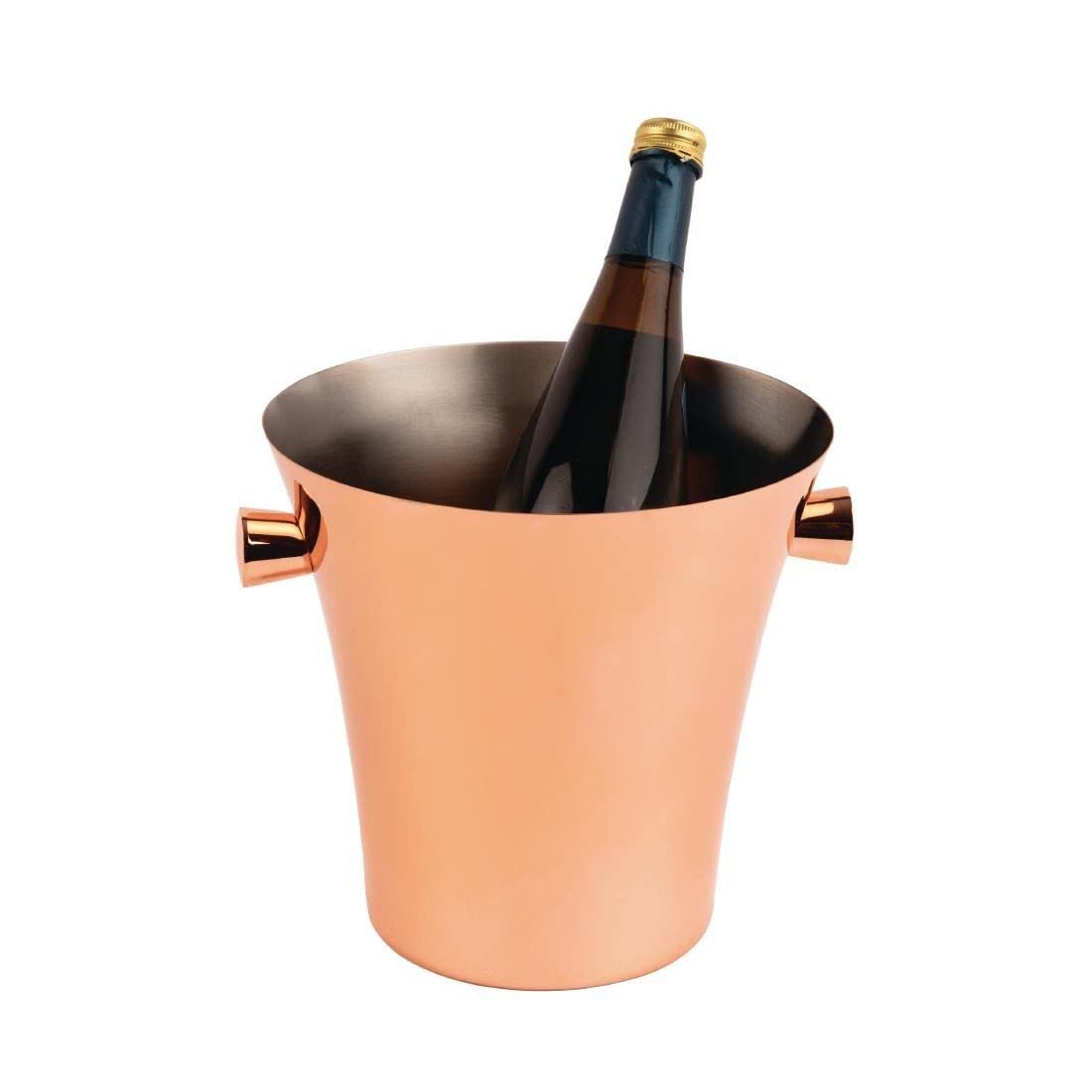 Olympia Seau à vin avec poignées, cuivre, 210 (Ø) mm x 230 (H) mm, design évasé pouvant contenir plus de glace, acier inoxydable plaqué cuivre, pour bar, restaurant et usage domestique, DR613