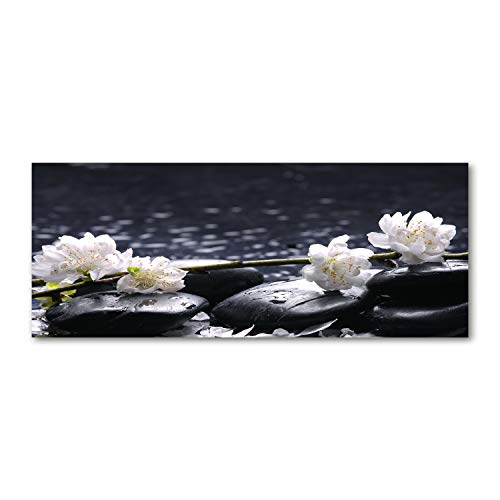 Dosseret en verre fleurs de cerisier pour protéger le mur de cuisine noir