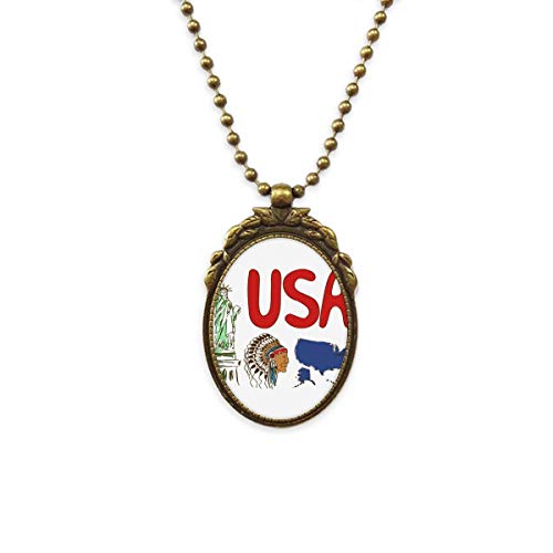 Collier pendentif vintage en laiton vieilli au design symbole national élégant