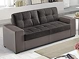 Similpelle e tessuto Dafne Italian Design Divano 3 posti. Similpelle Elephant, Tessuto Antracite (cm. 211 x 91 x 89h)