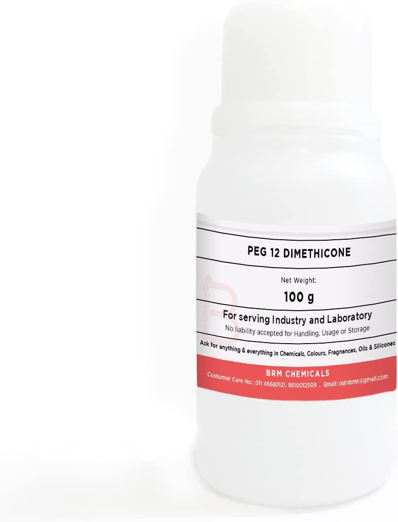BRM Chemicals PEG 12 Dimethicone - 100 Grams For Soap Making, Shampoo, Cosmetics, Moisturizer,Domestic Use & Diy Personal Care For Face, Hair, Skin & Body (Pack Of 1)