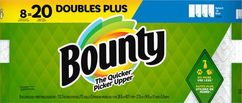 Bounty Select-A-Size Paper Towels, 8 Double Plus Rolls White