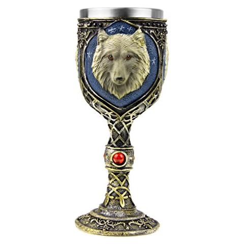 Moonlove Cool Skull Wine Golbet - Totem Wolf Head Golbet Drinking Cup Stainless Steel Demitasse,Skeleton Chalice,Collectible Halloween Party Home Decor Gift Cover