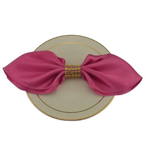 Silky Satin Cloth Napkins, For Weddings Parties Birthdays Christmas(Neon Rose)