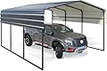 Car Tent Garage Metal Carport 10'x15' Heavy Duty with Galvanized Steel Roof - 10'x15'x8.4' Multi-Use Shelter Canopy with Metal Frame