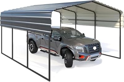 Car Tent Garage Metal Carport 10'x15' Heavy Duty with Galvanized Steel Roof - 10'x15'x8.4' Multi-Use Shelter Canopy with Metal Frame