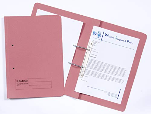 Image of Exacompta - Ref 211/7006Z - Guildhall - Spiral File, 355 x 250mm, 420gsm Durable Heavyweight Sprint Manilla, Suitable for Foolscap Documents - Pink, Pack of 25