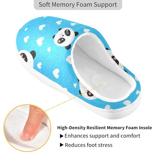 Cute Panda Heart Blue Mens Womens Slippers Cozy Memory Foam Slippers Slip On Warm House Shoes for Indoor Outdoor Size 16/17 23021383