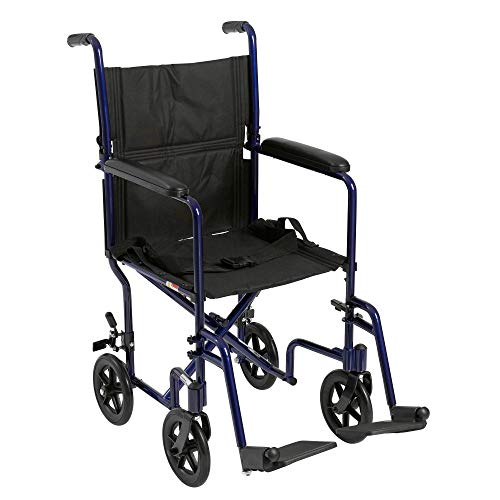 Mckesson Transport Wheelchair, Lightweight, Aluminum, Blue Finish, 300 Lbs Weight Capacity, 1 Count #TOP3