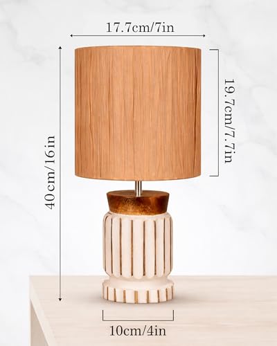 Image of Homesake Wooden Table Lamp | Handcrafted Bedside & Living Room Lamp | E27 Holder with Bulb Included | Warm Light | Desk Nightstand Light, Decor Lamp for Bedroom, Study & Home Decor, White