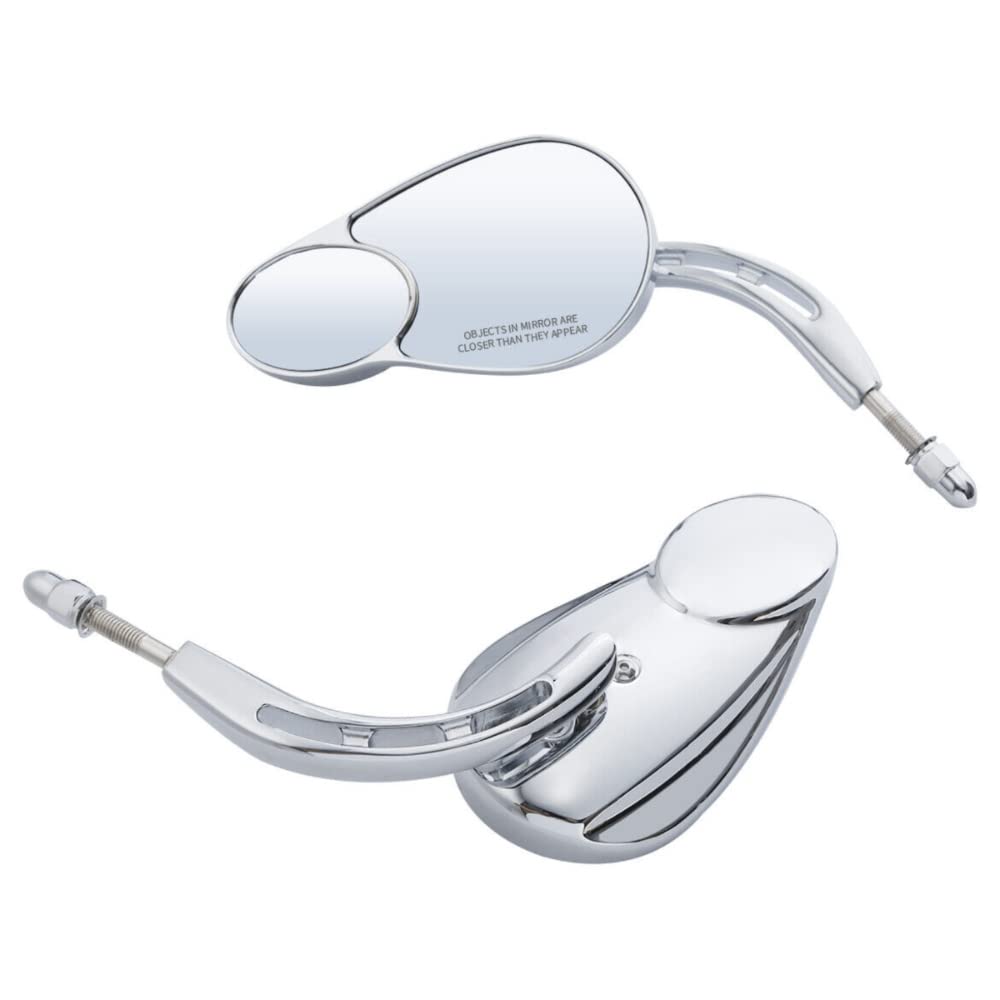 GMLFO 8mm Double Rear View Side Mirrors Fits Harley Davidson Road US -(Chrome) LZY1183