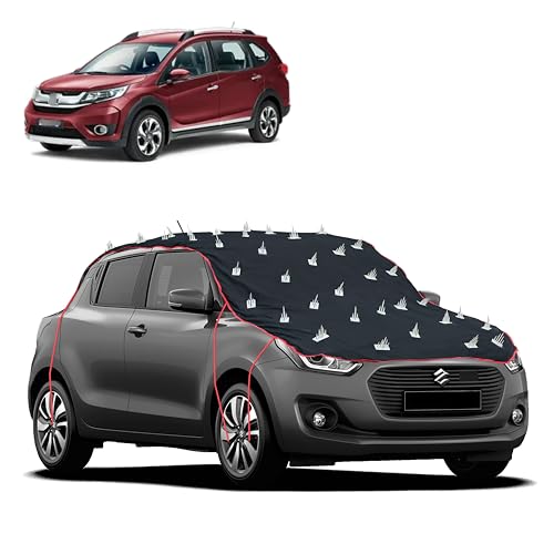 Image of Dog Protection Spike Car Cover for Honda BRV Bonnet to Roof Easy Installation with 4 Elastic Hook Strap | Anti-Scratch Soft Cotton Inner | Complete Protection from Street Dogs & Monkeys