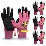 G4P Master Flex Touch Lady - Arbeitshandschuhe Damen mit Touchscreen-Funktion, 3 Paar Nitril-Beschichtete Handschuhe für Montage & Präzisionsarbeiten, Gr. M (Gr. 8), Farbe: Rosa/Schwarz