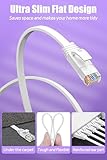 Ethernet Cable 30m Cat 6, Flat Internet Cable 30m High Speed, Long RJ45 Network Cable White LAN Cable Outdoor Indoor 250MHz 1000Mbps, Gigabit Broadband Cable Patch for Router Switch Modem (30 Clips) - Image 3