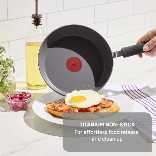 T-Fal Ultimate Hard Anodized Nonstick 10 Piece Cookware Set, Oven Safe Up to 400°F, Dishwasher Safe, Pots and Pans Set, Includes Frying Pans, Saucepan, Stockpot, Cooking Utensils, Stone by T-Fal - Image 4