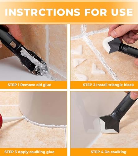Silikonentferner 5in1 zur Entfernung alter und Verarbeitung neuer Silikon- und Acrylfugen Dichtmittelentferner Werkzeug Set Silikon Entfernung und Erneuerung von Silikonfugen Profi Dichtmittel