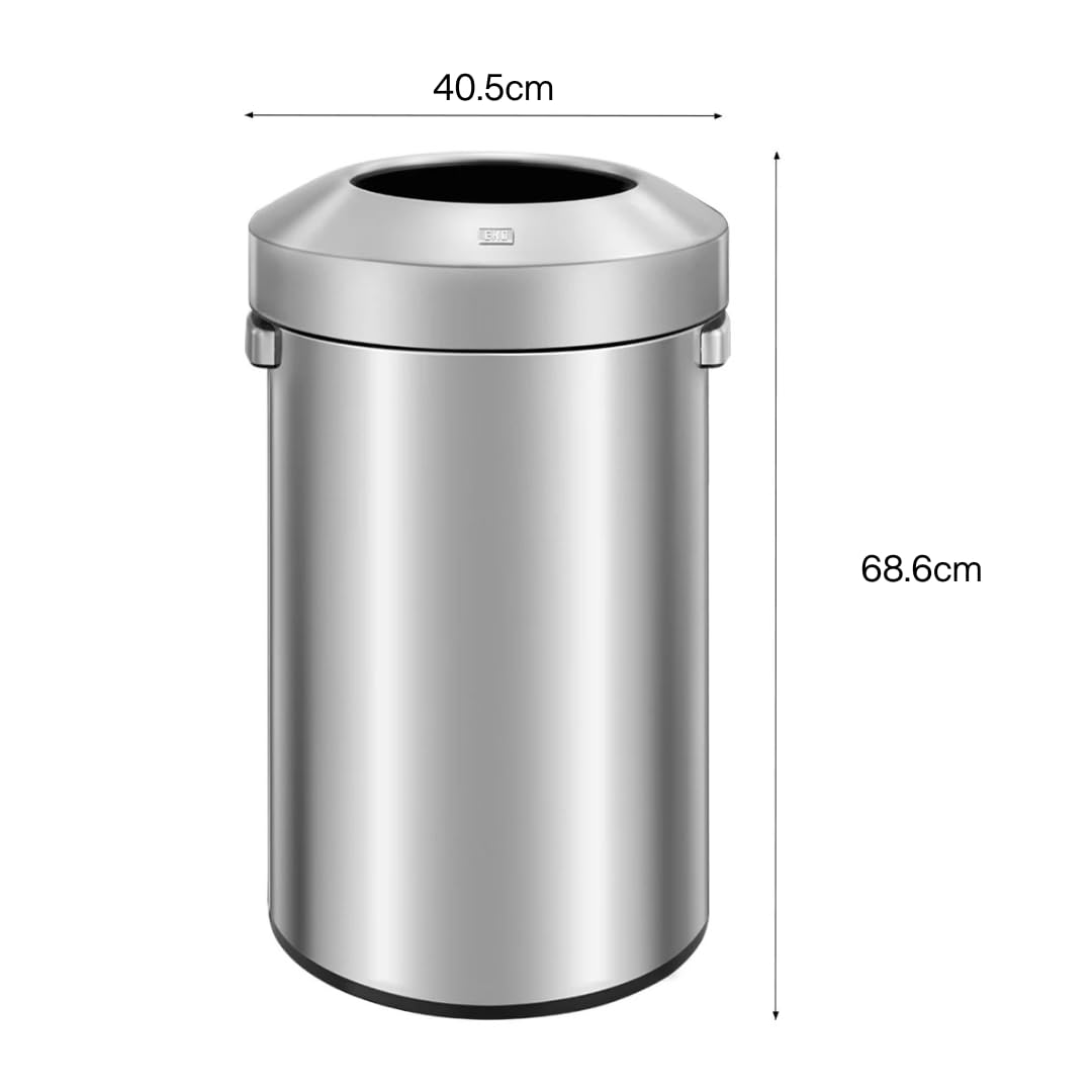 EKO Urban Abfalleimer, rund, Edelstahl, offener Deckel, großer kommerzieller Abfalleimer mit abnehmbarem Deckel und Tragegriff, gebürstetes Metall, Mülleimer für Zuhause, Büro, Restaurant, Toilette,