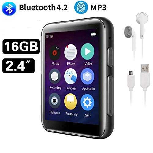 HONGYU 16GB MP3 Player Bluetooth with 2.4 inch Full Touch Screen HiFi Lossless