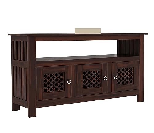Image of Wooden Sideboard Cabinet with Storage Doors | Modern Console Table for Living Room, Dining Room & Entryway | Multipurpose Buffet Cabinet (Walnut Finish)