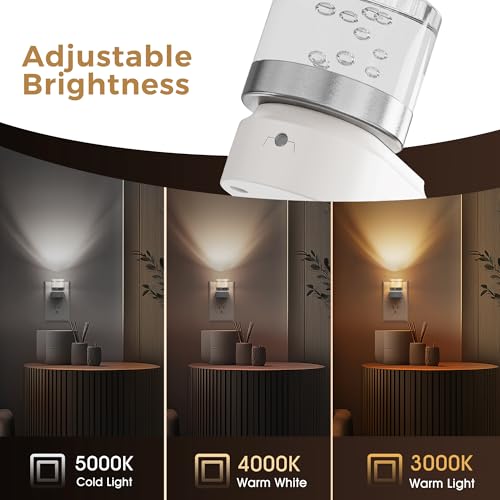 Image of L LOHAS LED Night Lights Plug into Wall, 2 Pack 3000K /4000k /5000K Adjustable Color Temperature Bubble Night Light, Dusk to Dawn Sensor for Hallway, Bathroom, Rooms