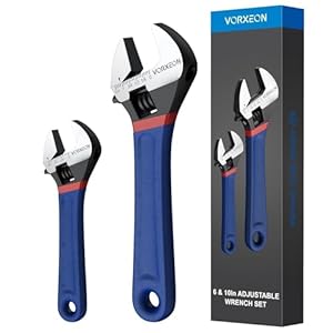 Adjustable wrench set 6-Inch 10-Inch, High-strength steel with heat treatment Spanner with wide jaw, Metric SAE Scales Wrench PVC non-slip handle for Handyman DIY, Plumbers, home maintenance