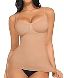 FeelinGirl Women's Shapewear Tummy Control Compression Tank Top Seamless Ribbed Body Shaper Cami Bra Plus Size Sand XL