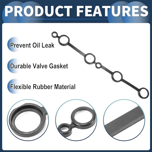 Image of Spark Plug Tube Gasket, Valve Cover Gasket, Cylinder Head Valve Seal Gasket No.1327170F00 for Nissan 240SX 1995-1998 for Nissan Frontier 1998 Black, Rocker Cover Gasket 1 Pc