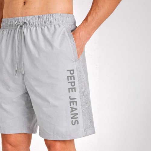 Image of Pepe Jeans Men's Solid Poly Blend Regular Fit Active Shorts | Comfortable Sportswear for Gym, Running, Training & Leisure Wear | Breathable Quick-Dry Fabric | Elastic Drawstring Waist | Zip Pockets