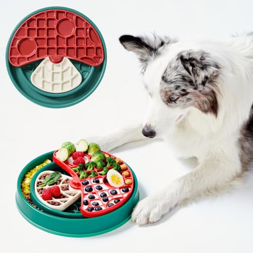 Barkwhiz Slow Feeder Dog Bowl, Dogs Puzzle Enrichment Toy Mushroom Rotating Plate for All Breed Sizes Dog