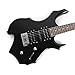 Electric guitar 24fret full size flame shape black guitars HSH pickup single tremolo phoenix body maple neck dot inlay gigbag strap in suitable all people practice music show party play(FR Black)