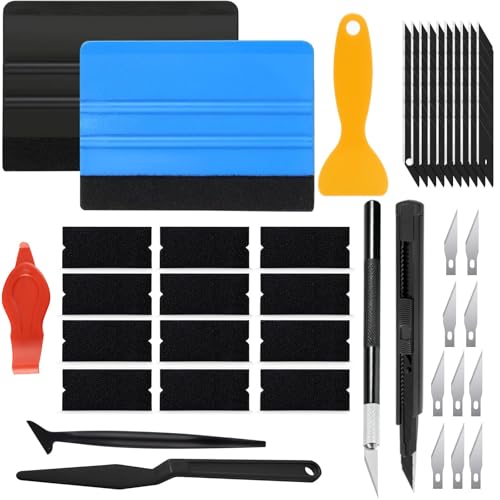 40pcs Kit di Attrezzi di Installazione di Pellicole per Vetri per Auto con spatola in Feltro Coltelli Multiuso Kit di Avvolgimento in Vinile per Installazione Pellicola per Vetri Auto Cellulare DIY