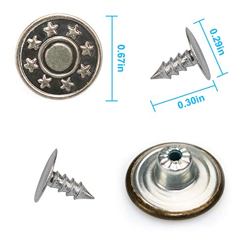 Sn Njdf Jean Buttons, 50 Sets Jean Buttons Replaceable Can Adjust The Waist Size To Make It Fit Perfectly, No Sew Metal Pants Buttons, Suitable For Men Women And Children's Jeans And Jean Jacket #TOP2