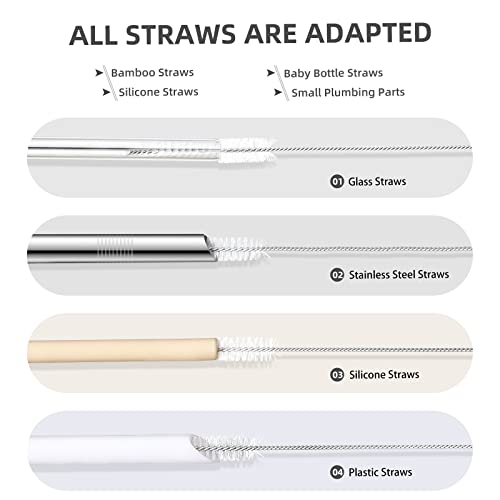 Image of Hiware Straw Cleaner Brush Set, 8-Piece Long Cleaning Brush for Straws on Tumbler, Water Bottle, Sippy Cup, and Pipes, Tubes or Hummingbird Feeders