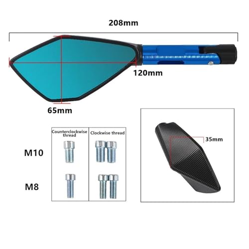 Espejo retrovisor de motocicleta en aluminio naranja CNC para CB650R de 8mm 10mm 3