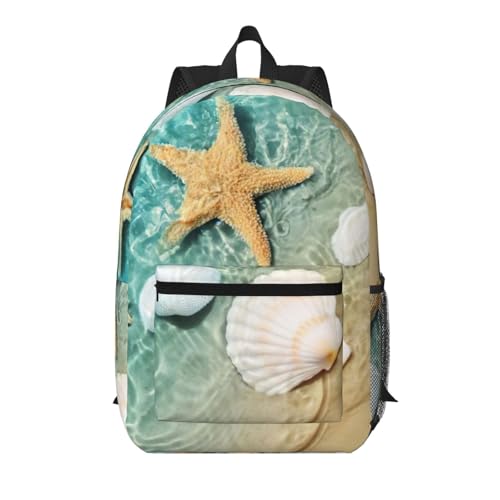 Sac à dos d école léger EdWal noir à motif étoile de mer pour le quotidien