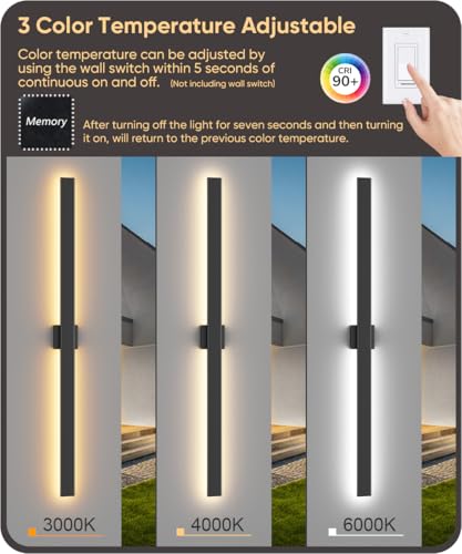 Image of Aipsun 56.3 inch LED Outdoor Wall Light, Modern Black Exterior Lighting Fixture