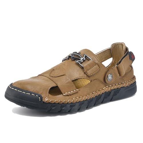 Men’S Breathable Roman Sandals Handmade Leather Slipper Outdoor Beach Sandals Fashion Gladiator Style With Hook Loop