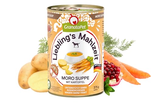 GranataPet Liebling's Mahlzeit Moro-Suppe mit Kartoffeln, Hundefutter zum natürlichen Aufbau gesunder Darmbakterien, ideal bei Durchfall und Magen-Darm Beschwerden, 6 x 375 g