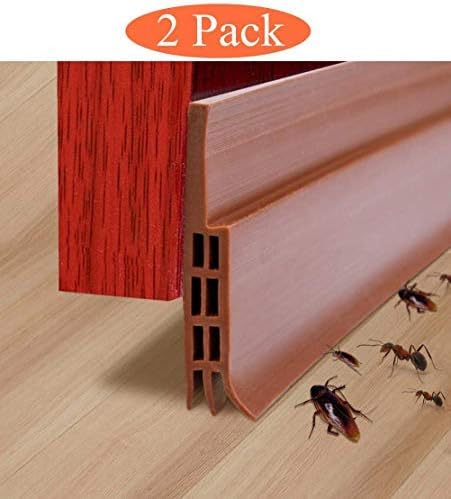 MAXELF Door Draft Stopper Under Door Sweep,DIY Door Bottom Seal Strip Weather Stripping,Keep Cold/Heat Out,Energy Saver,Strong Adhesive Weather Stripping Threshold Sweep Seal 2" Width X 39" Length