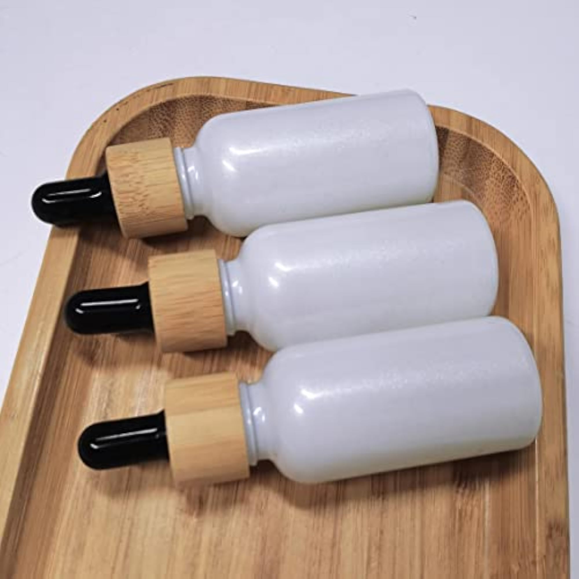 20pcs Empty Pearly White Round Glass Bottles with Dropper