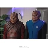 Peter Macon 8 Inch x 10 Inch PHOTOGRAPH The Orville (TV Series 2017 -) Standing in Blue Uniform Next to Chad L. Coleman Wearing Burgandy kn