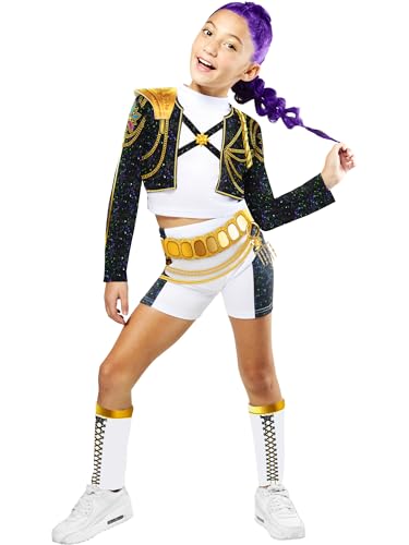 Rubies DISFRAZ KPOP RUMI GOLD HYBRID, para niña, niñas, k-pop- rumi, netflix, Top, chaqueta, pantalones cortos, calentadores, Licencia oficial Netflix, huntrix, carnaval, fiestas y cosplay. TALLA L