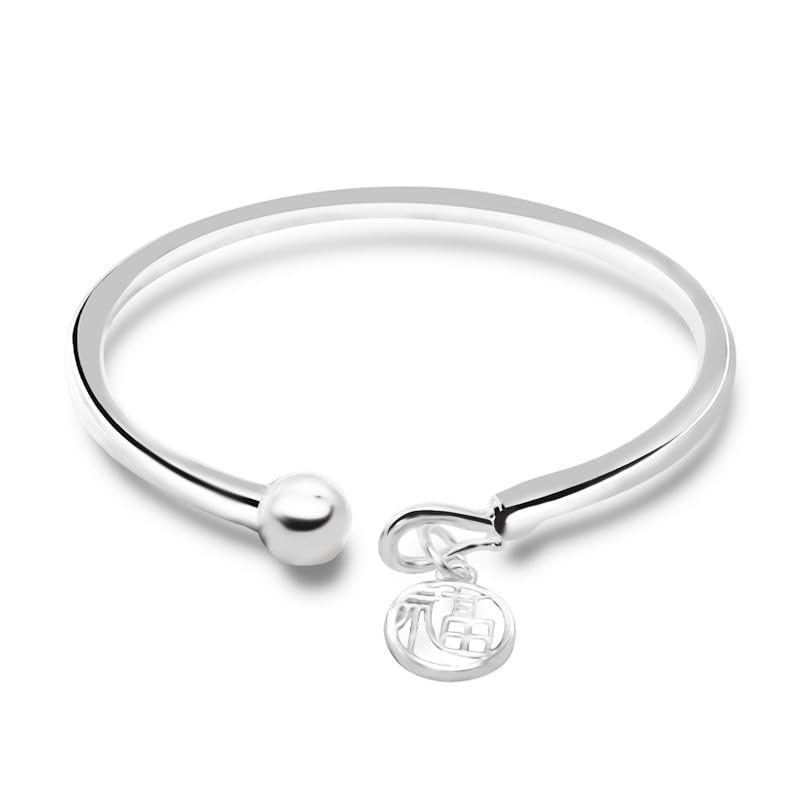 Bracelet manchette argent 999 StarGems anti-allergie jonc ouvert poli