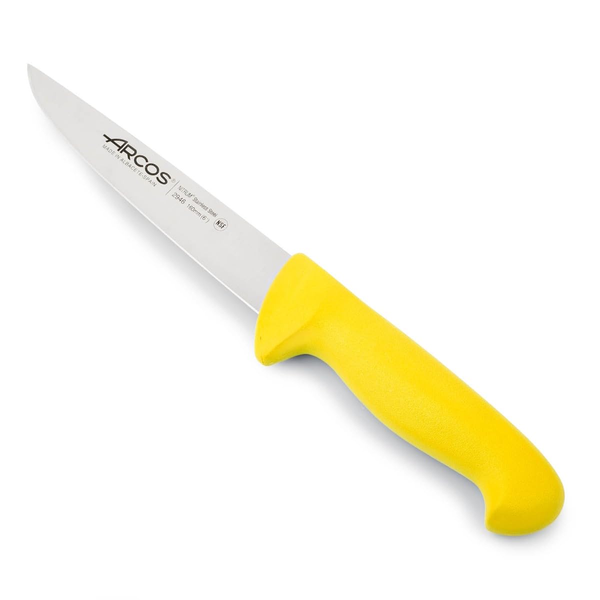 Arcos Couteau de Boucher Acier Inoxydable Nitrum Lame 200 mm Professionnel Viande Série 2900 Jaune