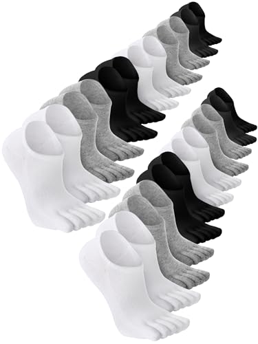 Image of Bencailor Women Toe Socks Cotton No Show Sock | 6 /12 Pairs Low-cut Socks with Toes Separated, Soft Breathable Cotton, Ankle Five-finger Sock for Running Athletic Daily Wear