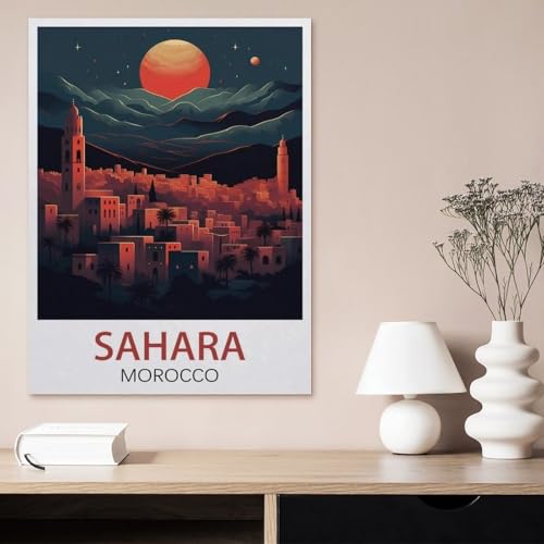 Plaque en métal Sahara Maroc décorative retro rigide format 30x40cm - 3