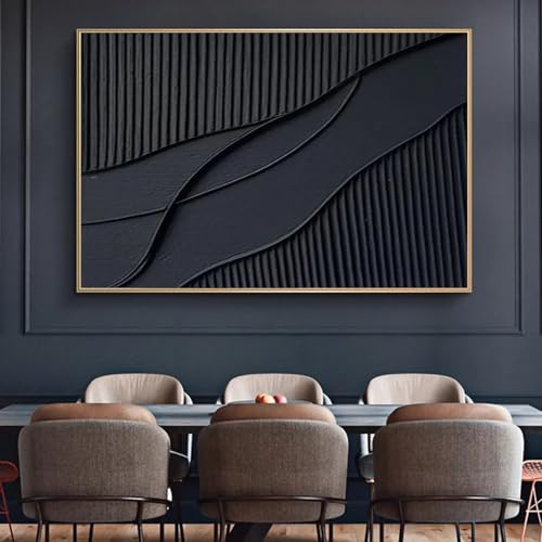Tableau texturé en 3D noir et minimaliste haut de gamme